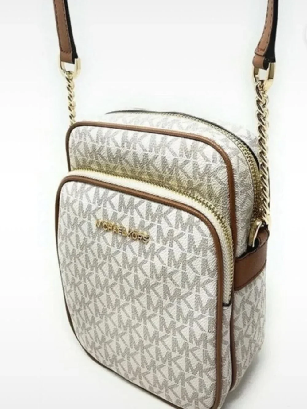 Michael Kors Women's Flight Logo Leather Crossbody Bag